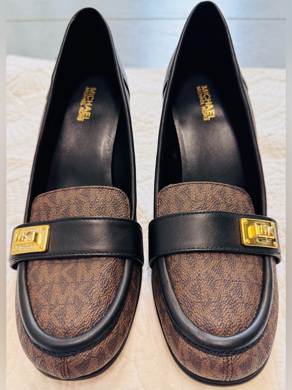 Michael Kors Padma Women’s Mid-Loafer Black & Brown SZ 8.5 LIKE NEW